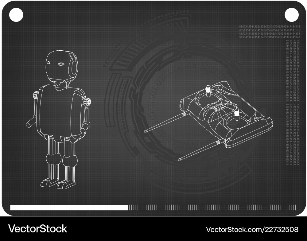 3d model of a robot and radio remote control 3d model of a robot and radio remote control vector image