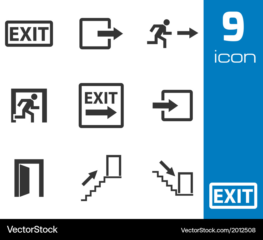 Black exit icons set – Royalty-Free Vector | VectorStock