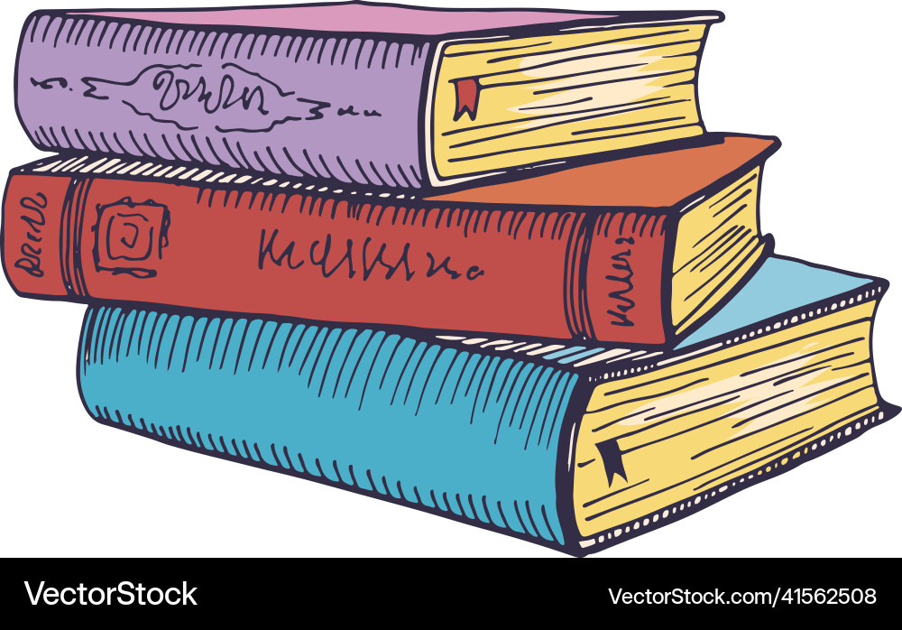 Bookshelf Stack Sketch Vector Image