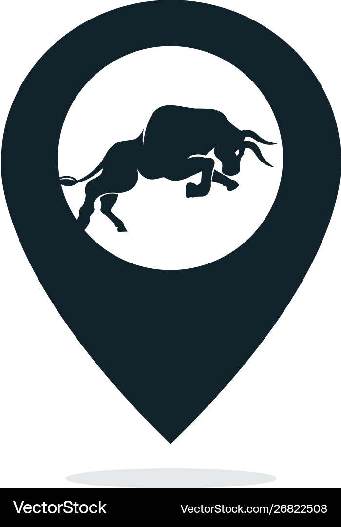 Bull logo with gps pointer design Vector Image