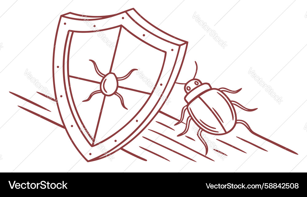 Cyber Shield with Bug Icon Vector Image