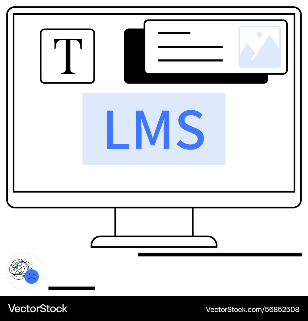Digital learning interface with lms on computer Digital learning interface with lms on computer vector image
