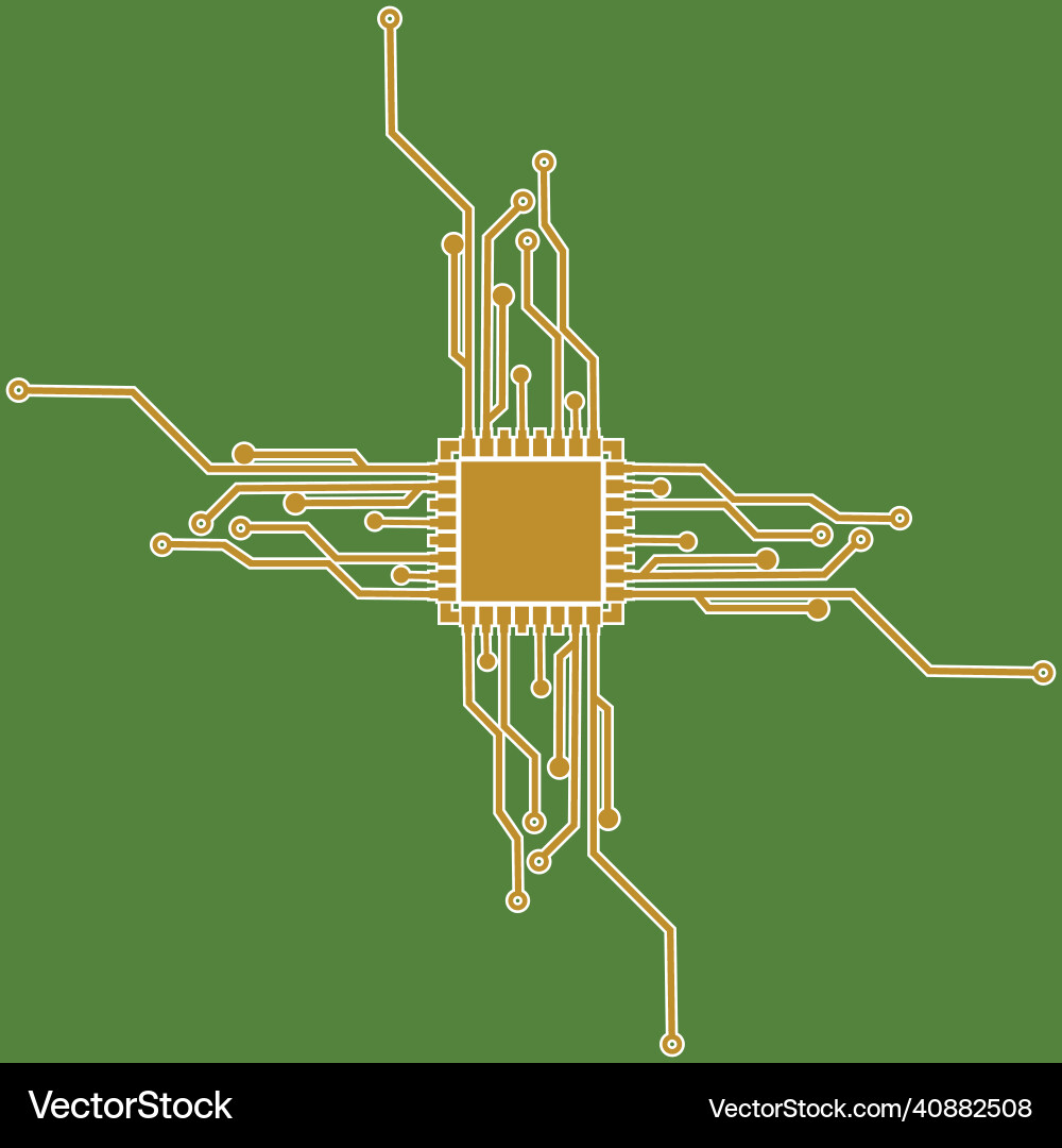 Flat microelectronics circuits circuit board vector image