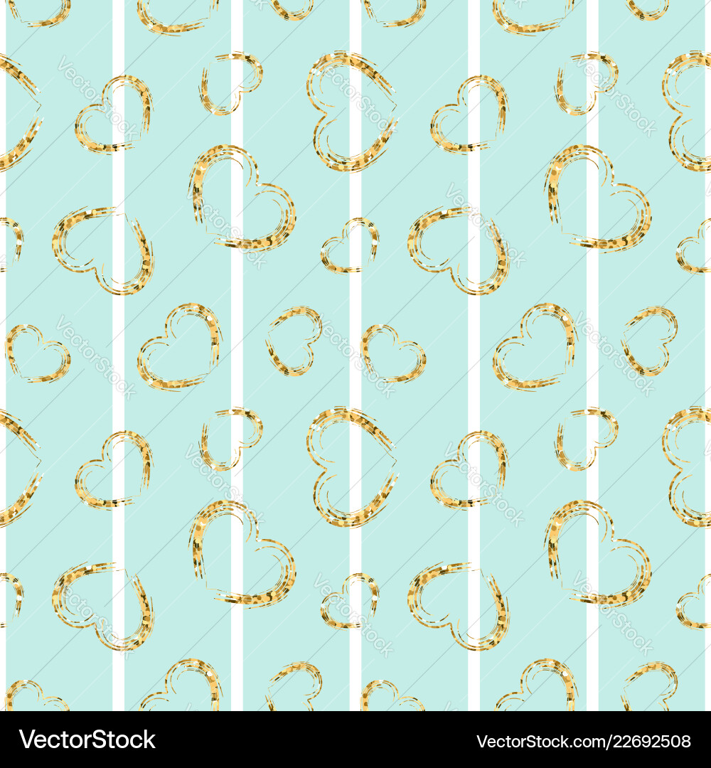 Gold heart seamless pattern blue-white geometric Gold heart seamless pattern blue-white geometric vector image