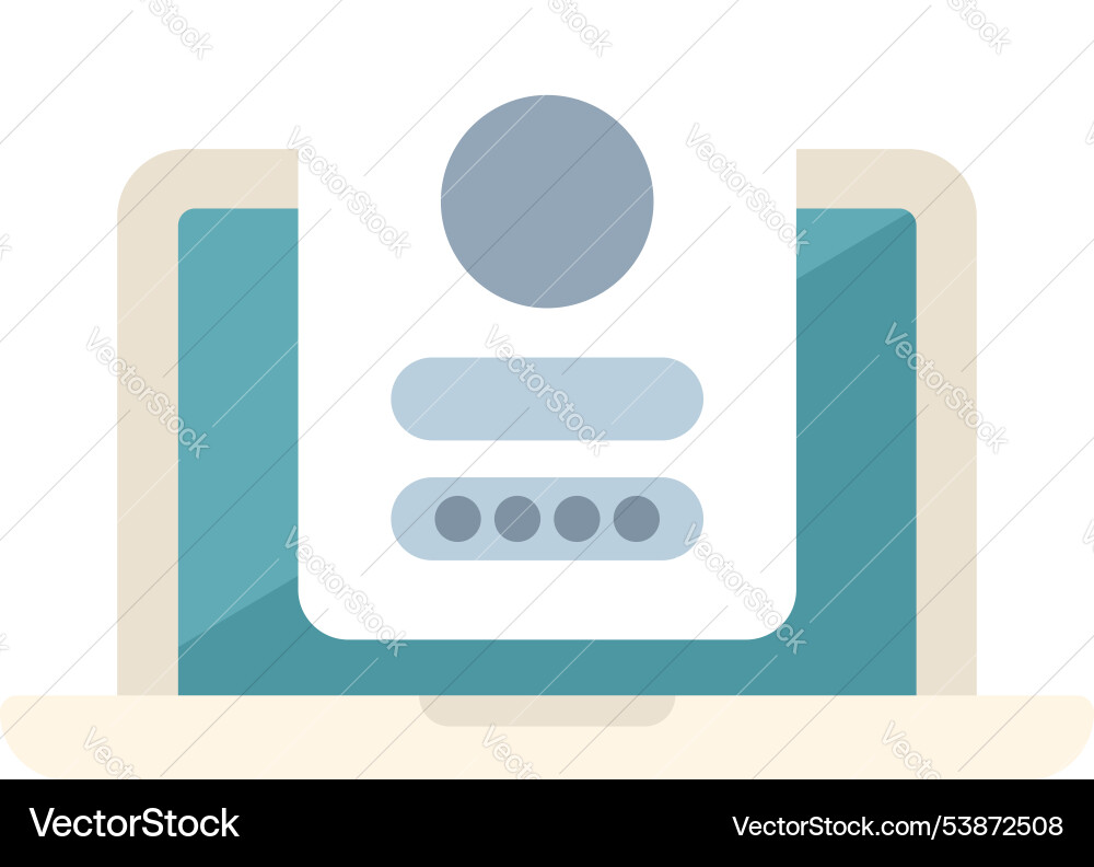Laptop displaying user profile login screen Laptop displaying user profile login screen vector image