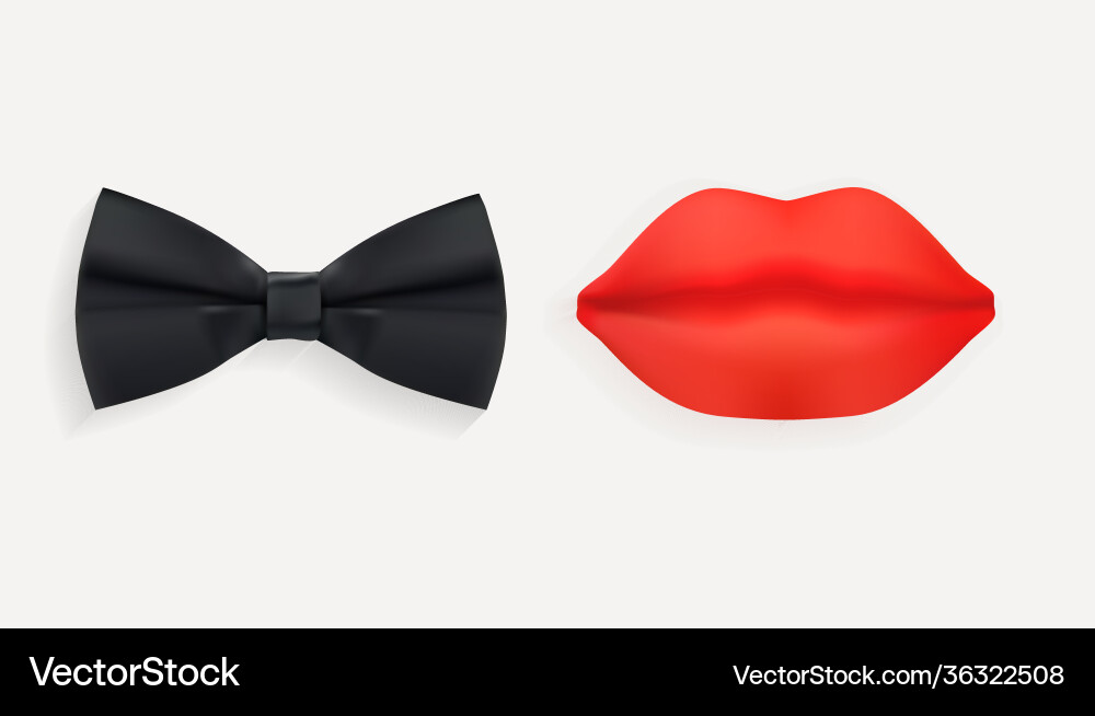 Mr and mrs sign with black bow tie red lips Mr and mrs sign with black bow tie red lips vector image