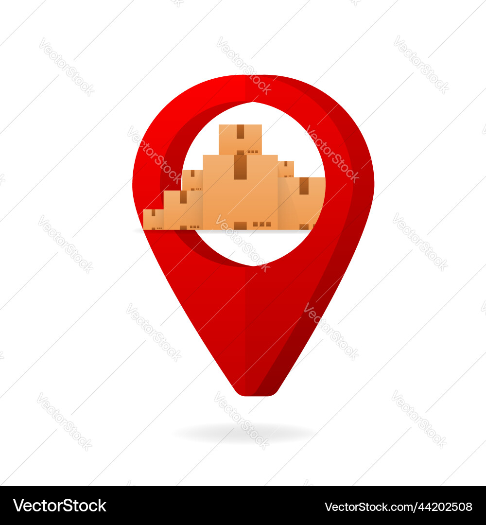 Point of delivery pointer with package box Point of delivery pointer with package box vector image
