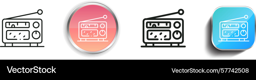 Radio icon thin linear regular and button style Radio icon thin linear regular and button style vector image
