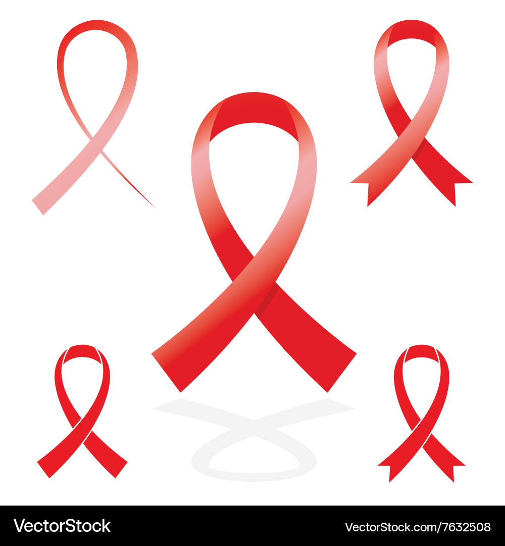 Red sign ribbon cancer symbol Royalty Free Vector Image