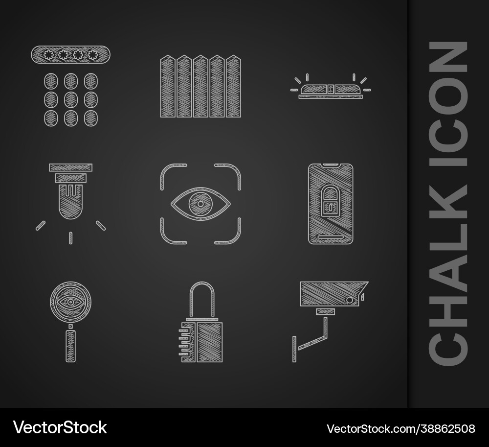 Set eye scan safe combination lock security Set eye scan safe combination lock security vector image