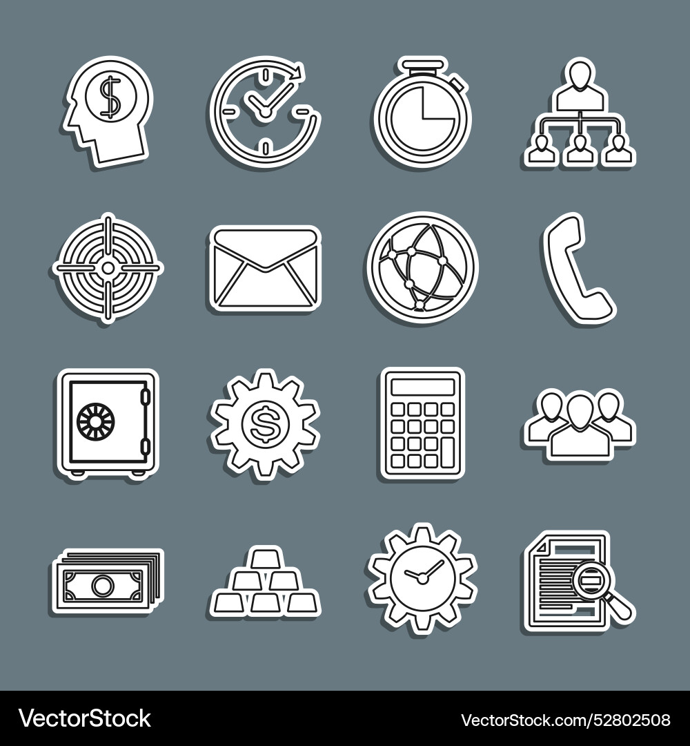 Set line document with search users group Set line document with search users group vector image