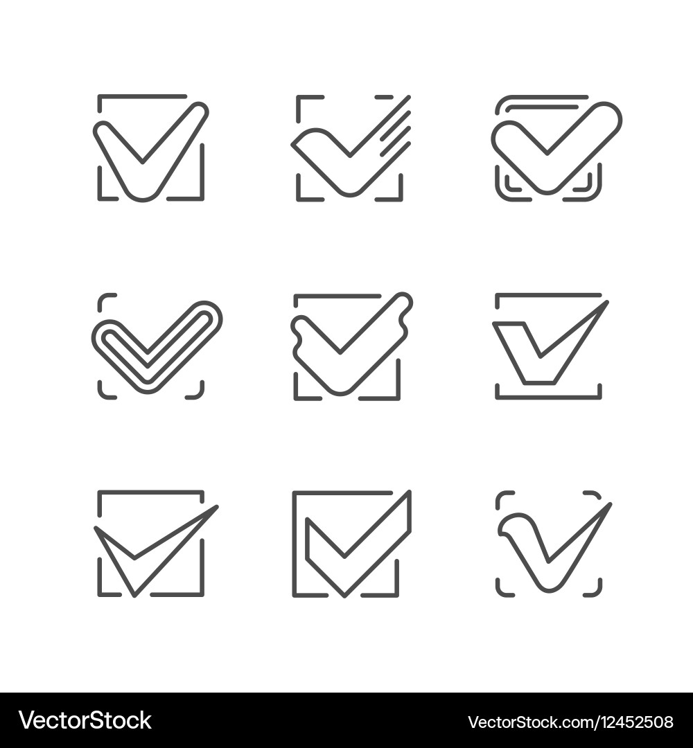 Set line icons of check mark vector image