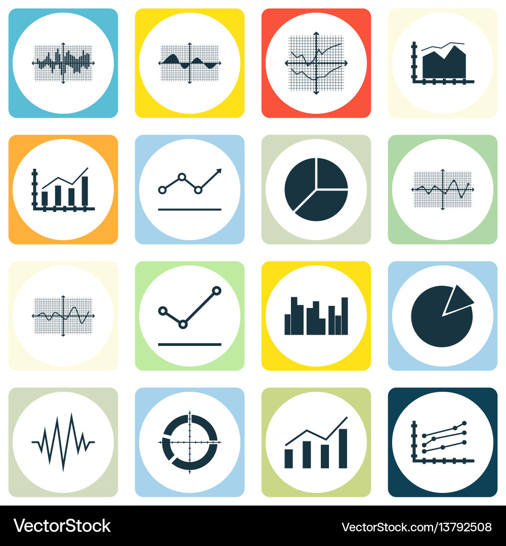 Set of graphs diagrams and statistics icons Set of graphs diagrams and statistics icons vector image