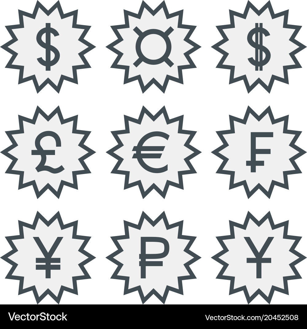 Set of icons with different currency symbols Vector Image