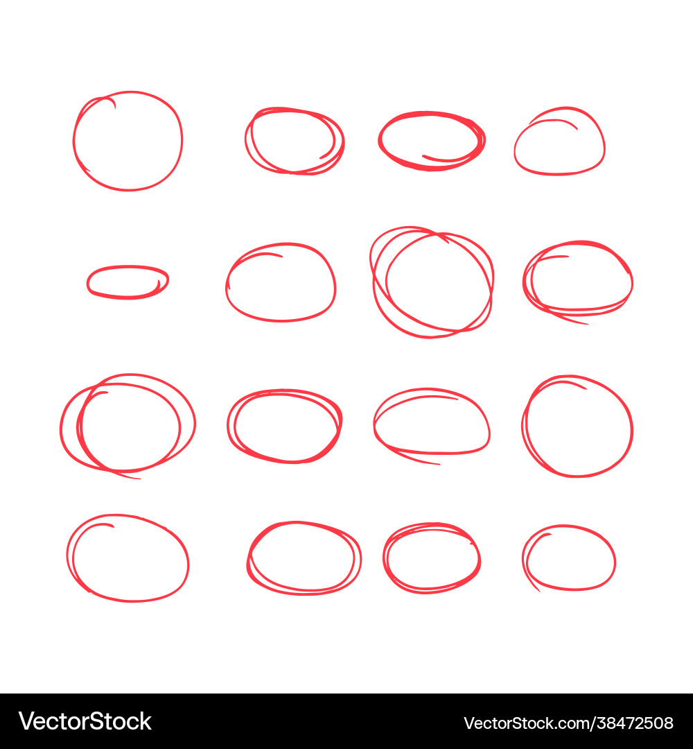 Set red hand drawn elements for selecting text vector image