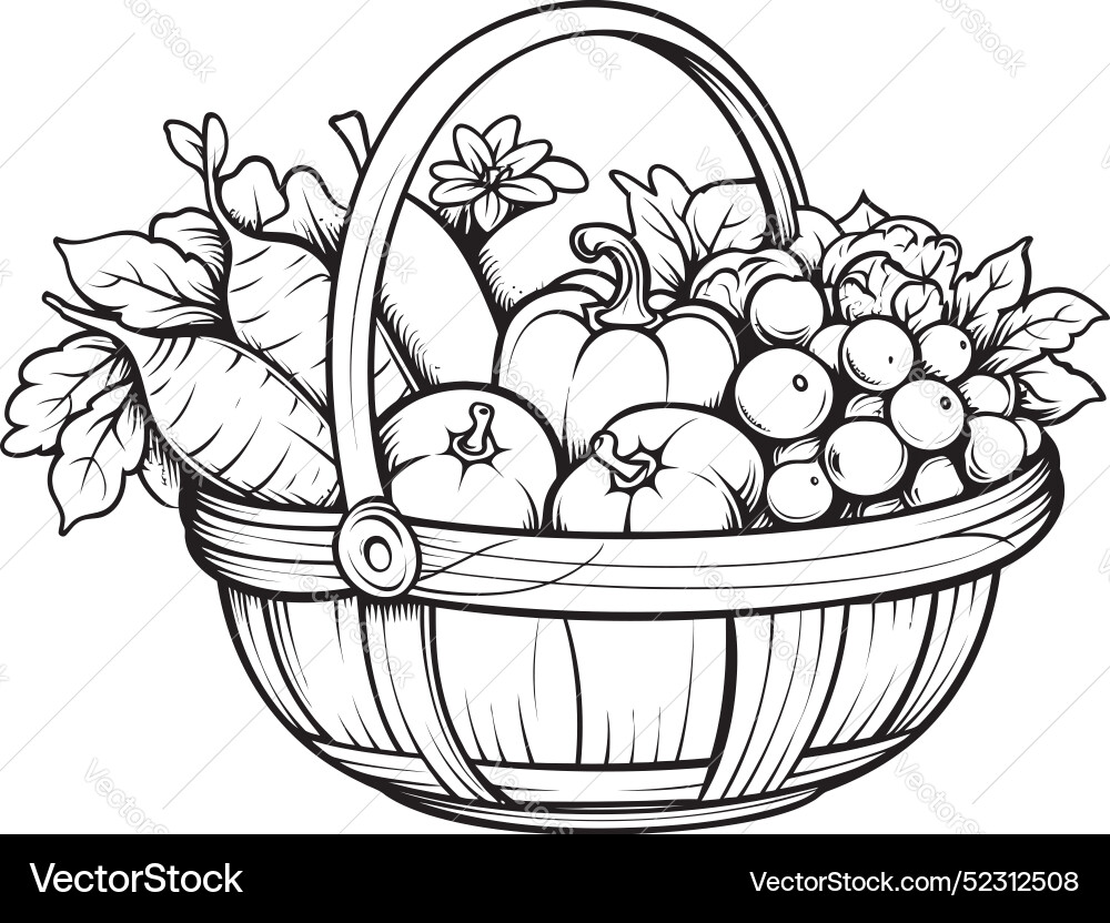 Vibrant Vegetable Basket – Royalty-Free Vector | VectorStock, image size:1000x832