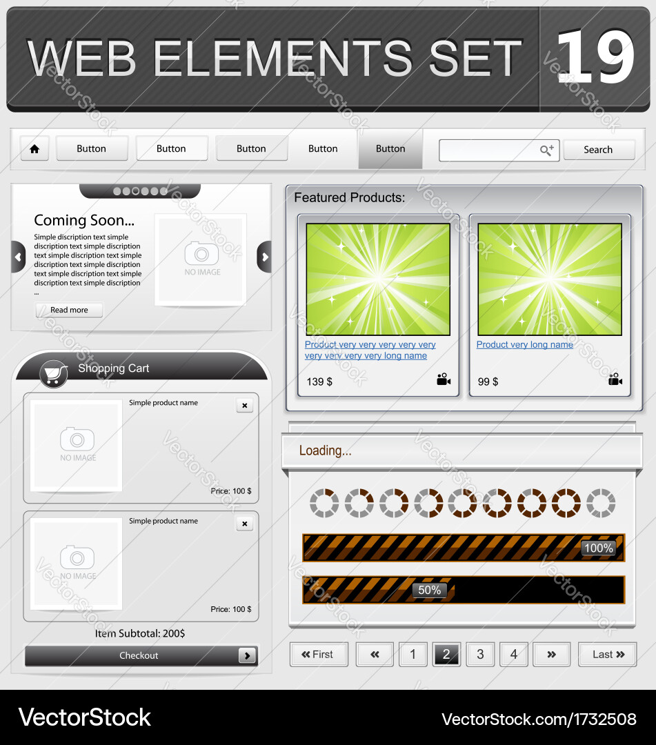 Web elements set 19 Vector Image