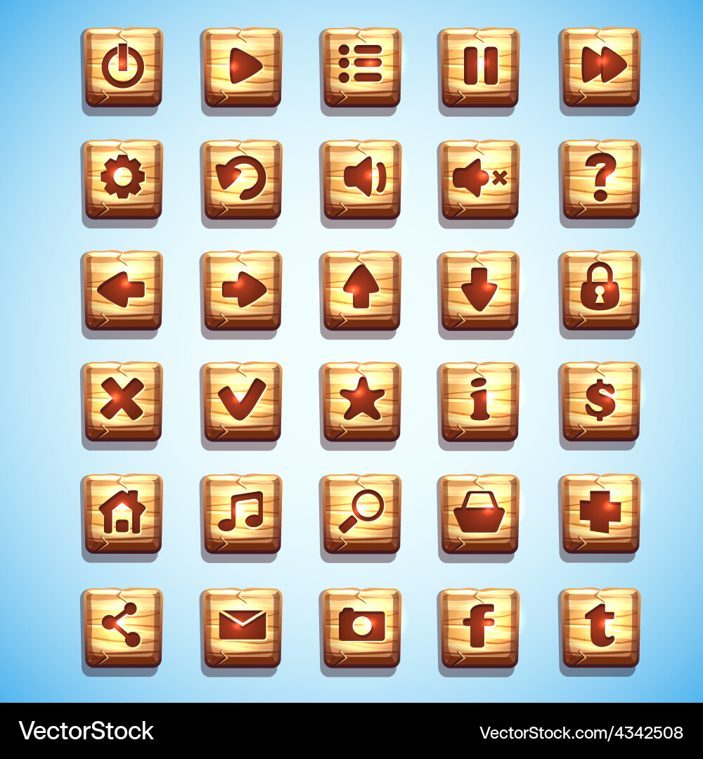 Wooden Square Buttons Collection vector image