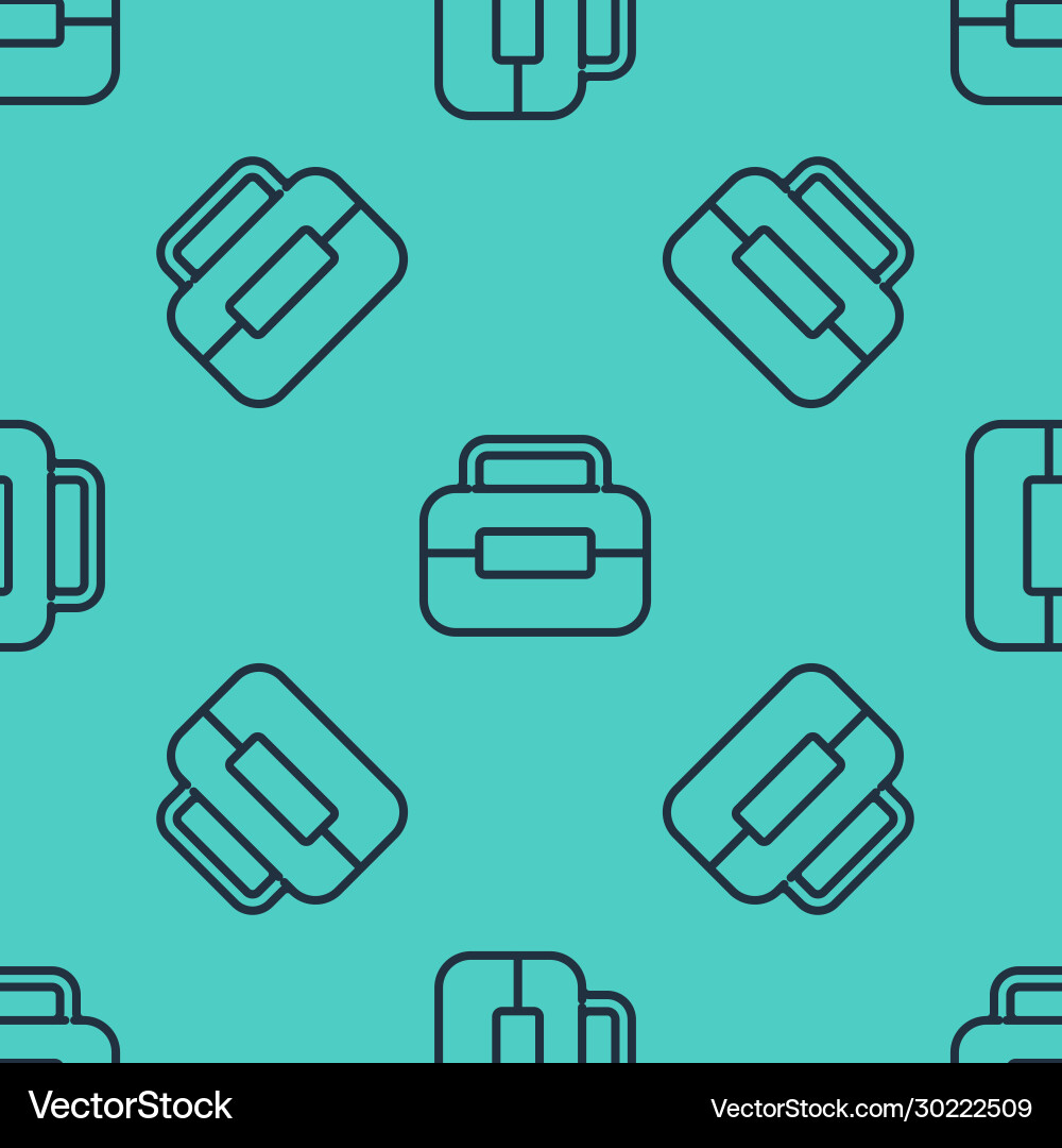 Black line toolbox icon isolated seamless pattern Black line toolbox icon isolated seamless pattern Vector Image