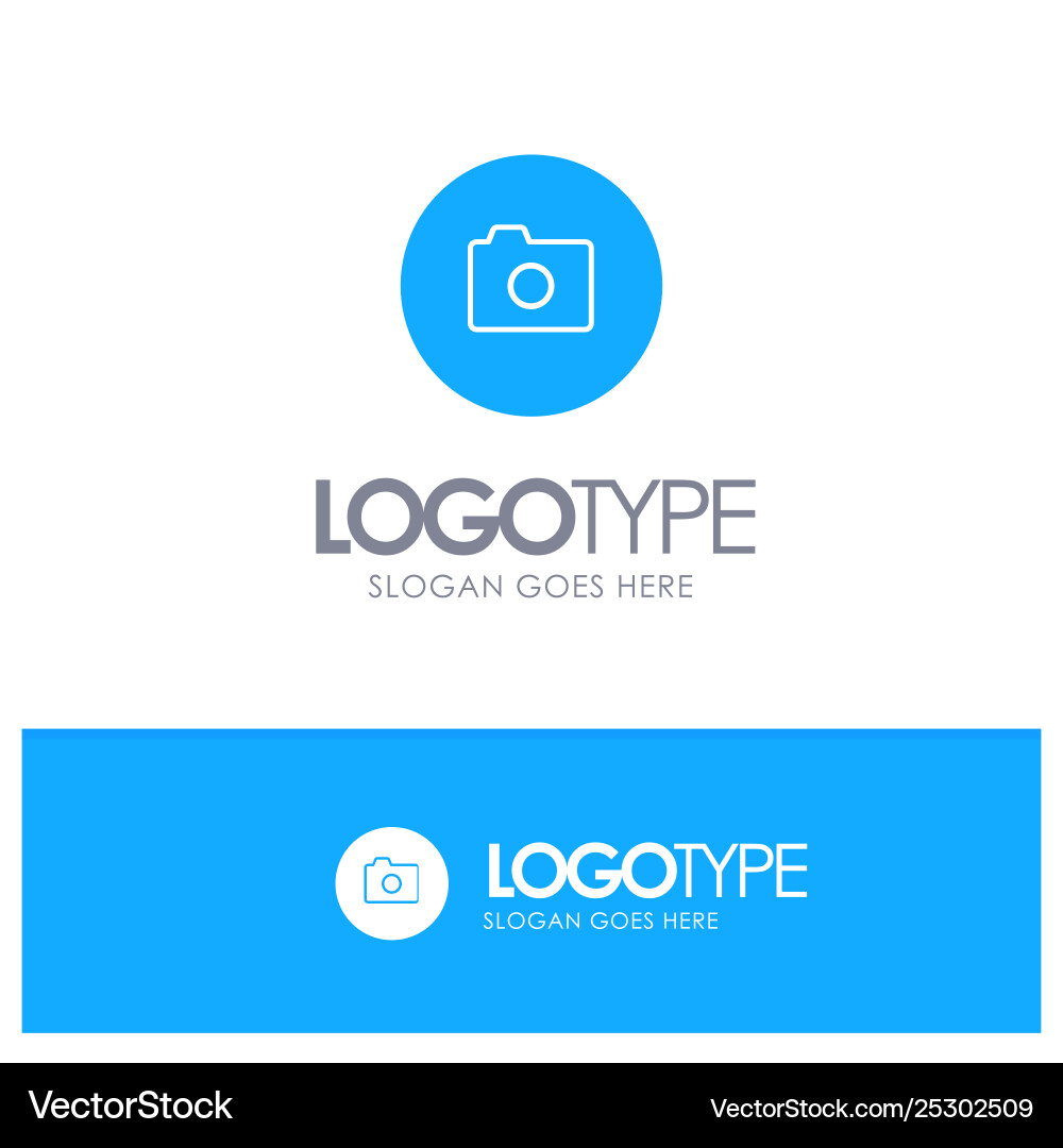 Camera image basic ui blue solid logo with place Camera image basic ui blue solid logo with place Vector Image
