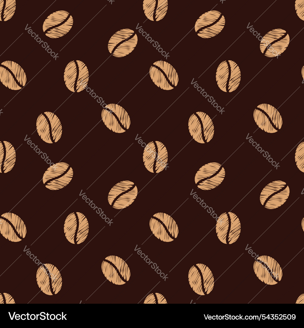 Coffee beans seamless pattern repeating background Vector Image