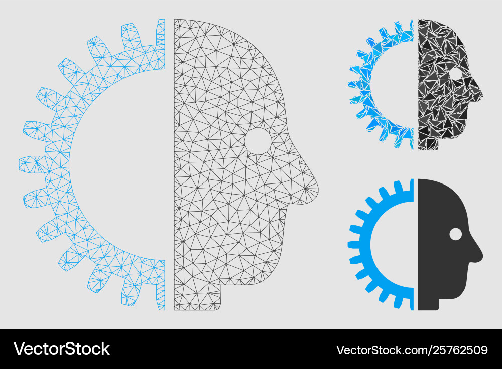 Cyborg head mesh network model and triangle Cyborg head mesh network model and triangle vector image