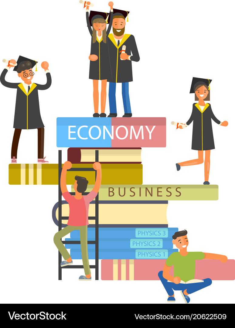 Happy graduate characters Happy graduate characters vector image