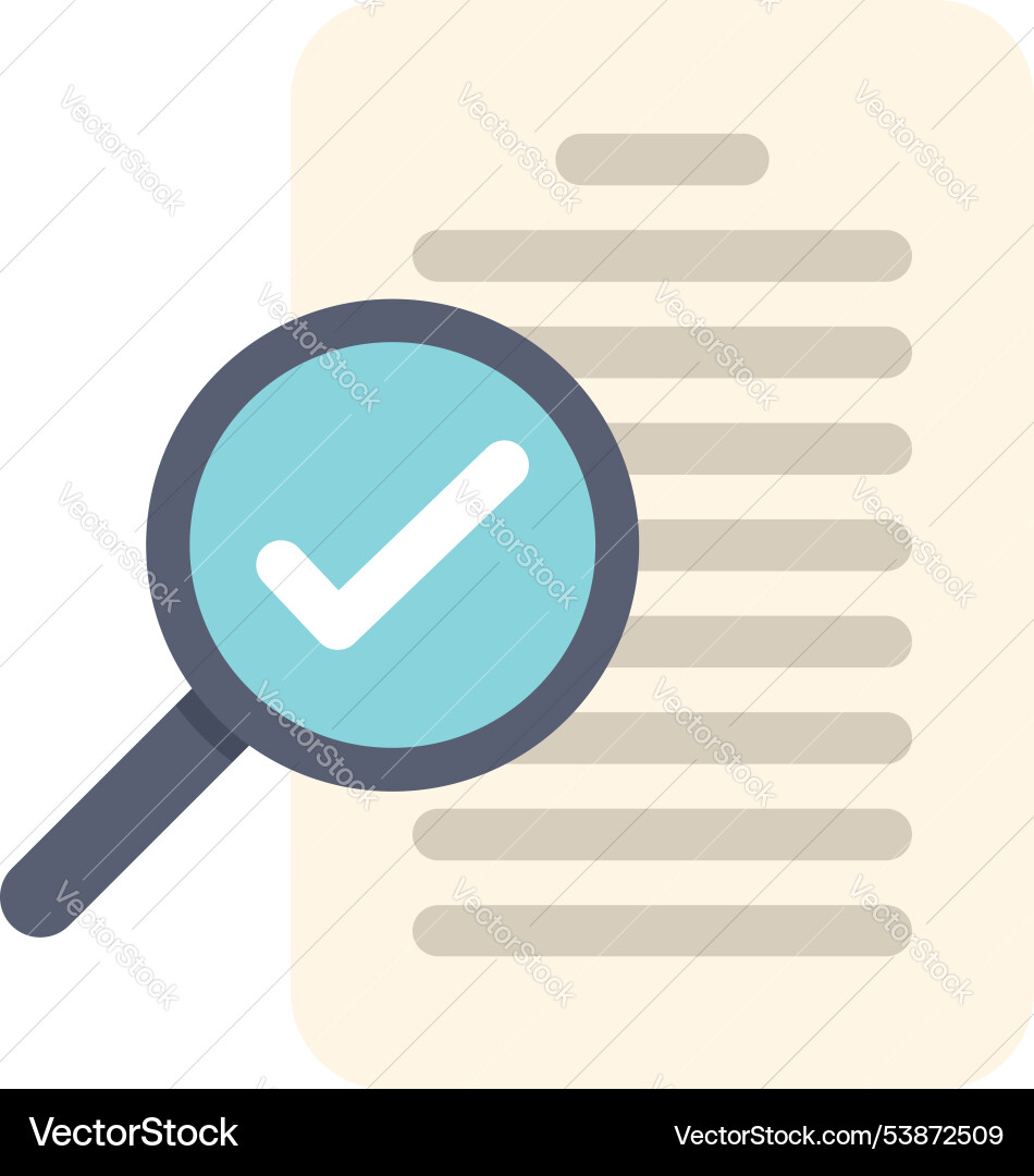 Magnifying glass validating document with check Magnifying glass validating document with check vector image