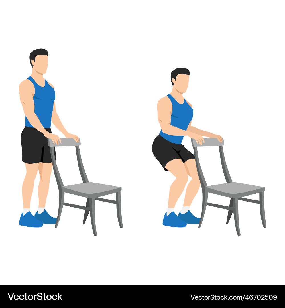 Man doing chair squat exercise partial or half vector image