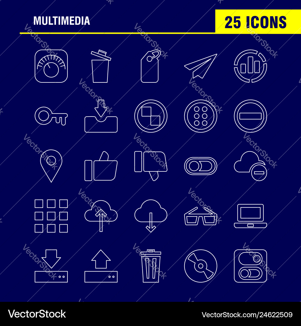 Multimedia line icon for web print and mobile Multimedia line icon for web print and mobile vector image