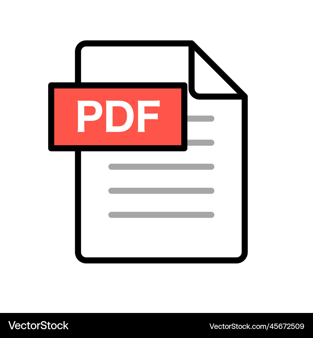 Pdf data file icon or digital document vector image