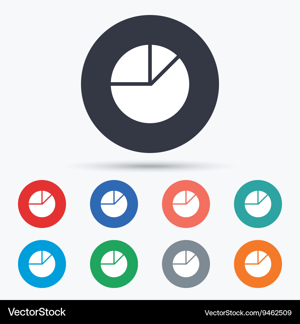 Pie chart graph sign icon diagram button Vector Image