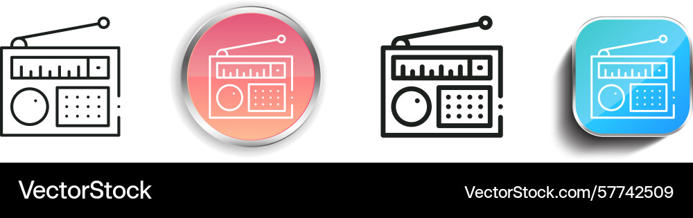Radio icon thin linear regular and button style vector image