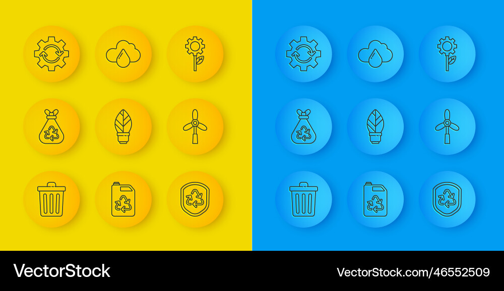 Set line trash can garbage bag with recycle Set line trash can garbage bag with recycle Vector Image