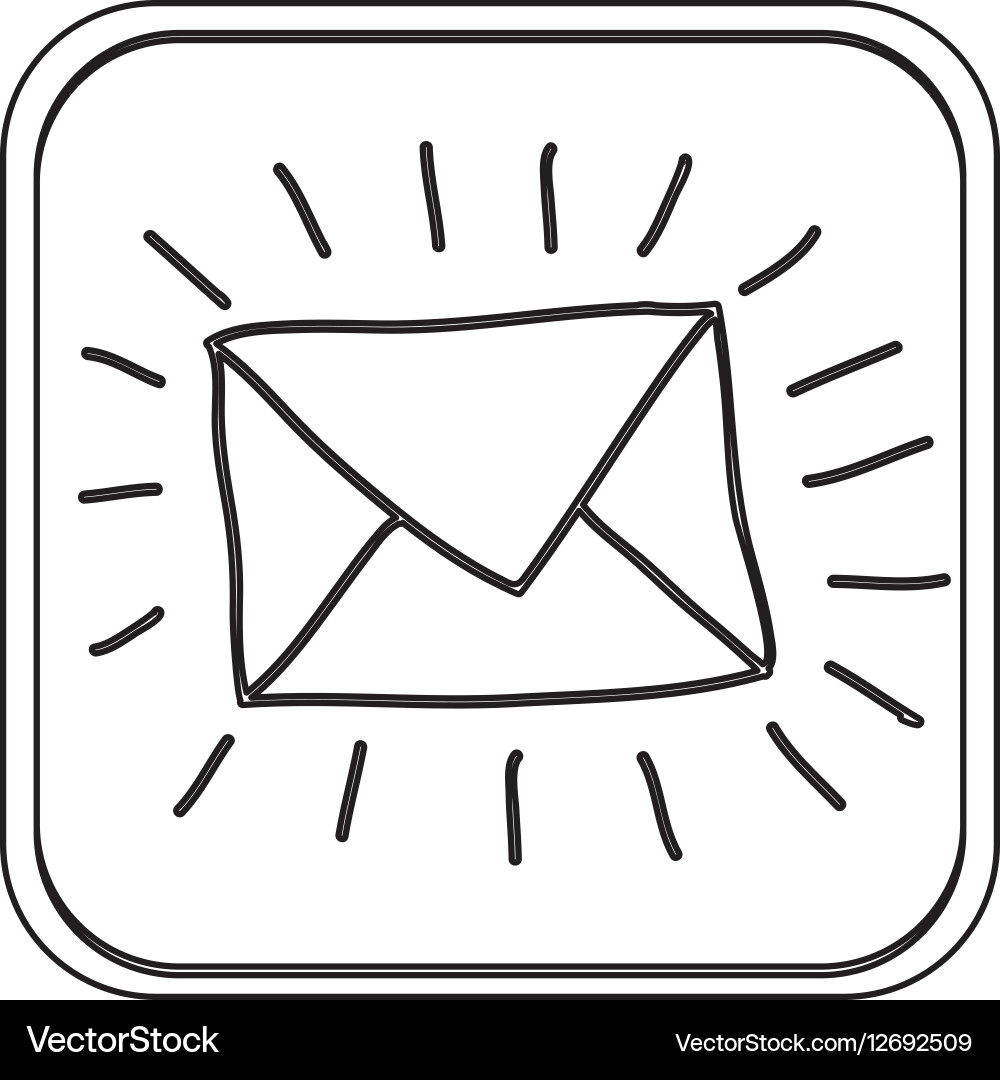 Silhouette square button envelope icon vector image
