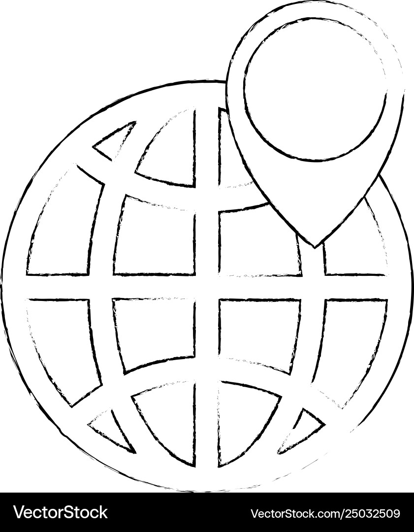 Sphere planet with pin pointer vector image
