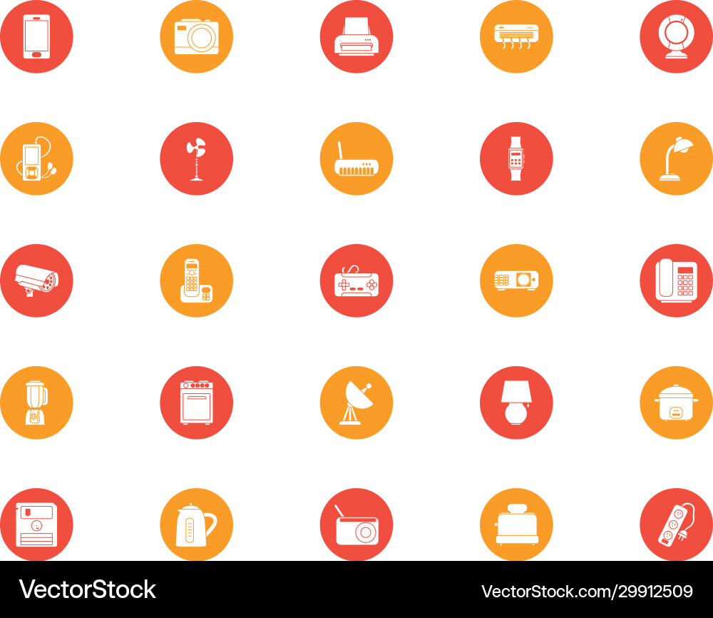Technology block style icon set design Vector Image