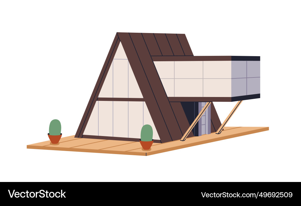 Triangle house a-frame home building architecture Triangle house a-frame home building architecture vector image