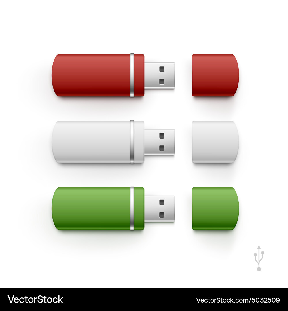 Usb flash drive stick memory set isolated Vector Image