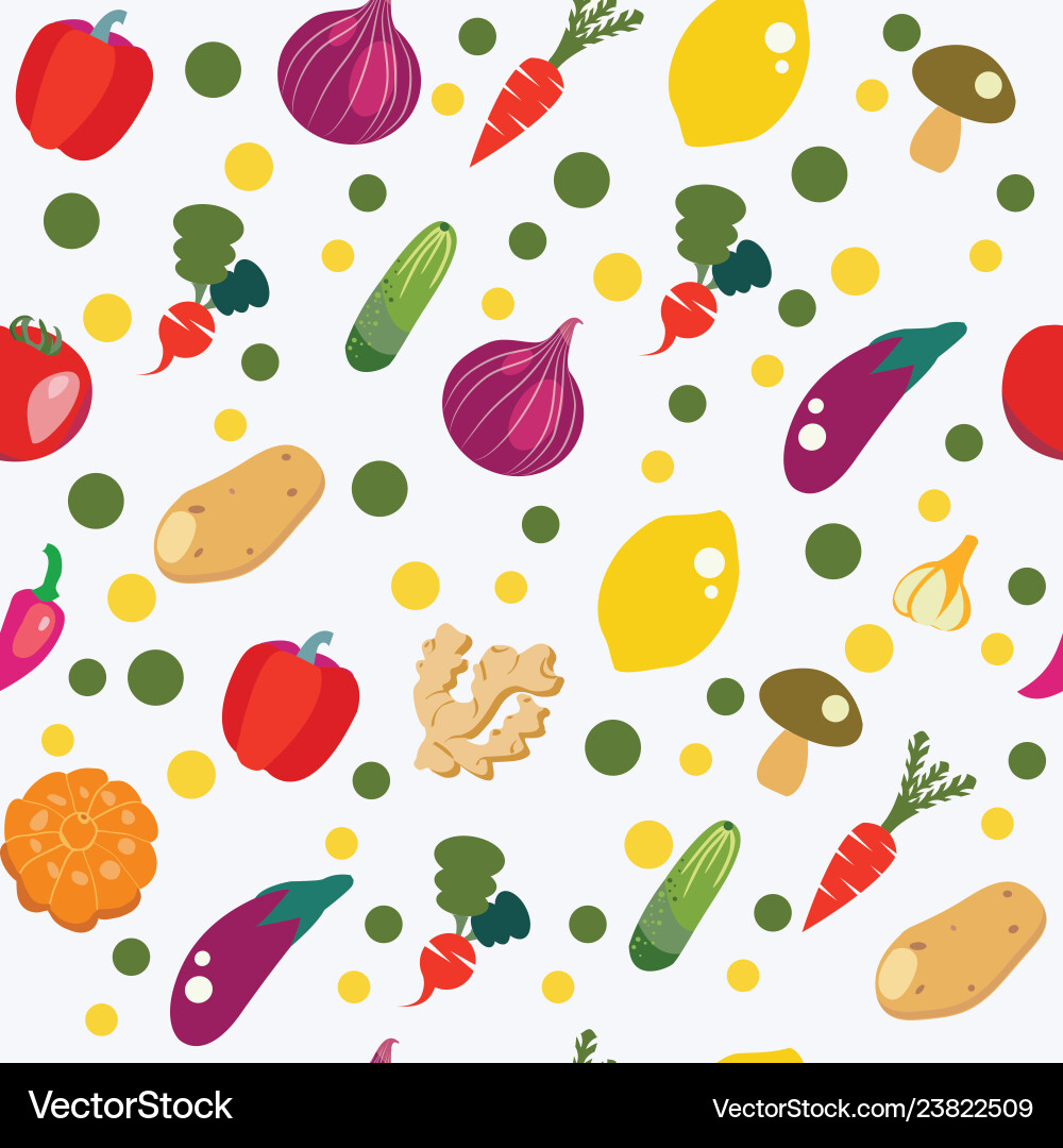 Vegetables background in flat style pattern Vector Image