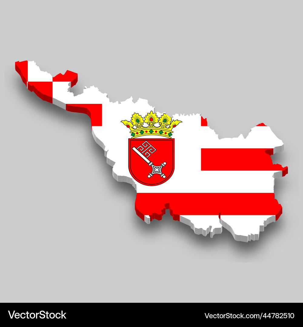 3d isometric map of bremen is a state germany Vector Image