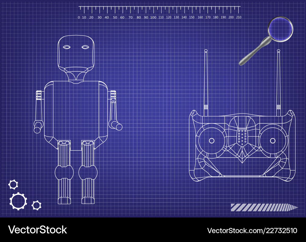 3d model of a robot and radio remote control 3d model of a robot and radio remote control vector image