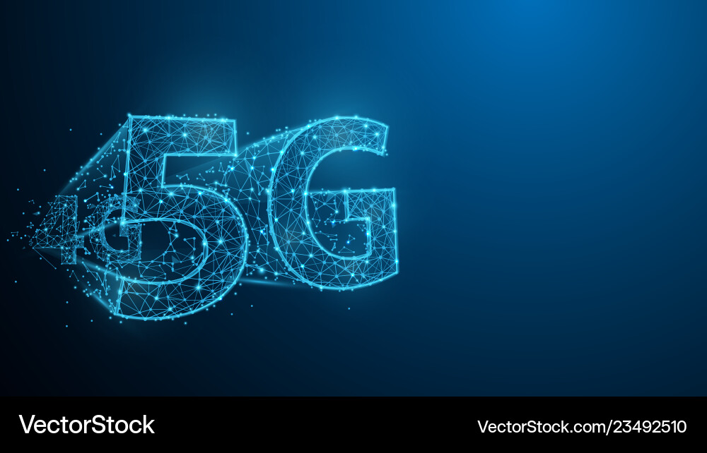 5g technology form lines triangles and particle vector image