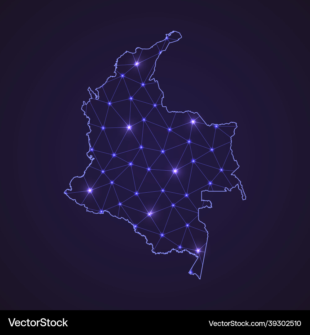 Abstract Colombia Network Map Vector Image