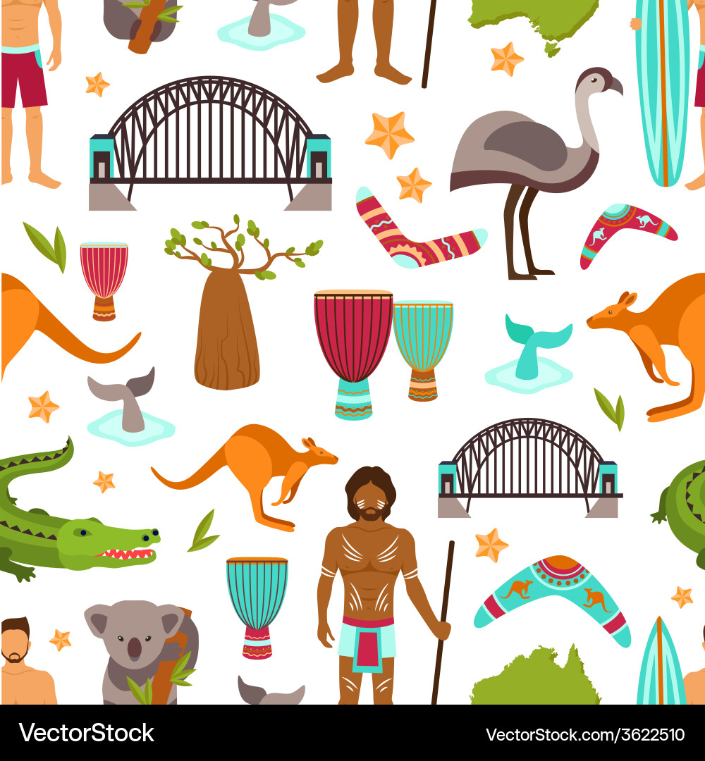 Australia Tourist Pattern Vector Image