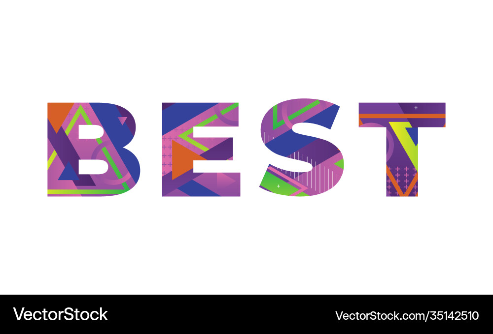 Bestes Konzept retro bunte Wortkunst Vektorbild