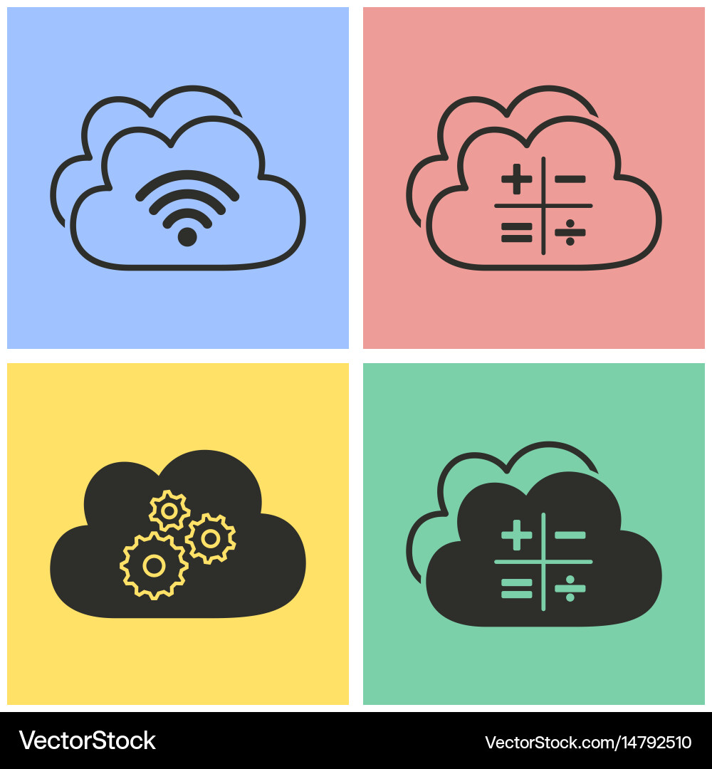 Cloud computing icon set vector image