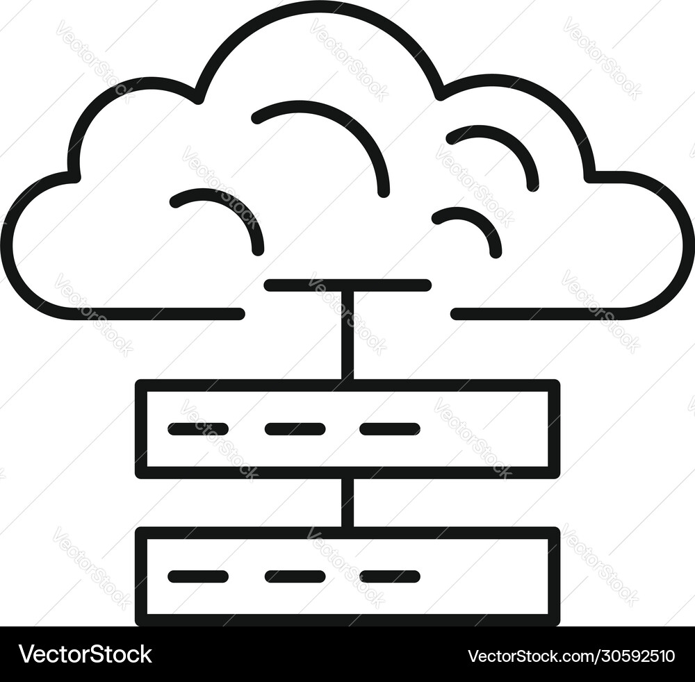 Cloud data server icon outline style Vector Image