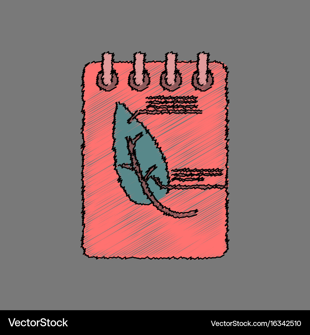 Flat shading style icon notebook and leaf vector image