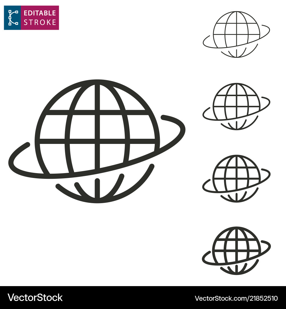 Globe Outline Icon - Editable Stroke Royalty Free Vector